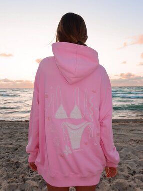 Beaded Pink Bikini Hoodie